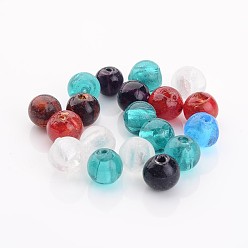Couleur Mélangete Perles en verre de feuille d'argent faites à la main , ronde, couleur mixte, 7.5~8.5mm, Trou: 1mm