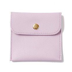 Thistle PU Imitation Leather Jewelry Storage Bags, with Golden Tone Snap Buttons, Square, Thistle, 7.9x8x0.75cm