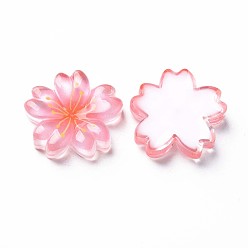 Pink Cabujones de resina epoxi transparente, flor, rosa, 22x21x5 mm