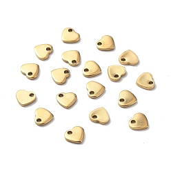 Oro 304 encantos de acero inoxidable, estampar etiqueta en blanco, corazón, dorado, 5x6x1 mm, agujero: 1 mm