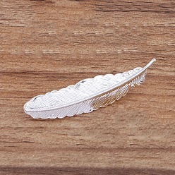 Silver Iron Feather Hair Pin, Ponytail Holder Statement, Hair Accessories for Women, Silver, 35mm