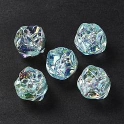 Pale Turquoise UV Plating Rainbow Iridescent Acrylic Beads, Flower, Pale Turquoise, 17x17x15.5mm, Hole: 3.2mm