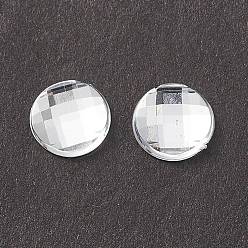 Clear Acrylic Rhinestone Cabochons, Flat Back, Faceted, Half Round, Clear, 22x6mm