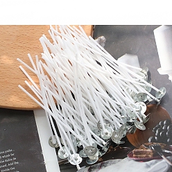 White Pre-Waxed Cotton Core Wicks, with Metal Sustainer Tabs, for DIY Candle Making, White, 9cm