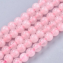 Cuarzo Rosa Natural aumentó de hilos de perlas de cuarzo, rondo, 10 mm, agujero: 1 mm, sobre 38 unidades / cadena, 14.9 pulgada