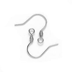 Stainless Steel Color 304 Stainless Steel Earring Hooks, Ear Wire, with Horizontal Loop, Stainless Steel Color, 15~17x17mm, Hole: 2mm, 21 Gauge, Pin: 0.7mm