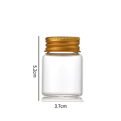 Золотой Четкие стеклянные бутылки шарик контейнеры, Пробирки для хранения шариков с завинчивающейся крышкой и алюминиевой крышкой, колонка, золотые, 3.7x5 см, емкость: 30 мл (1.01 жидких унций)