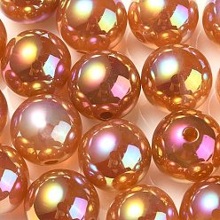 Peru UV Plating Rainbow Iridescent Acrylic Beads, Round, Peru, 15.5x15mm, Hole: 2.7mm