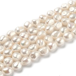 Bisque Natural Cultured Freshwater Pearl Beads Strands, Rice, Bisque, 9~11x8~9mm, Hole: 0.7mm, about 33pcs/strand, 12.99~13.39 inch(33~34cm)