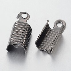 Gunmetal Brass Folding Crimp Ends, Fold Over Crimp Cord Ends, Gunmetal, 13x5mm, Hole: 1mm, Inner Diameter: 4mm