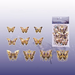 Violet Foncé 20 pcs 10 styles autocollants décoratifs papillon animal de compagnie imperméables au laser, décalcomanies auto-adhésives, pour scrapbooking diy, violet foncé, 50~70mm, 2 pcs / style