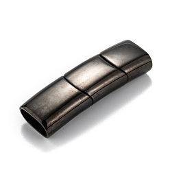 Gunmetal 316 Surgical Stainless Steel Magnetic Clasps with Glue-in Ends, Rectangle, Gunmetal, 44x14x8mm, Hole: 6x12mm