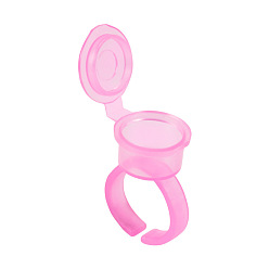 Pink 50 Gobelets en plastique pour anneau d'encre de tatouage à pigment microblading avec couvercle, pour le maquillage nail art extension de cils, rose, 23x13 cm