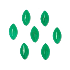 Verde Cabujones de jade natural de malasia, teñido, ojo de caballo de espalda plana, verde, 14x7x3.5~4 mm