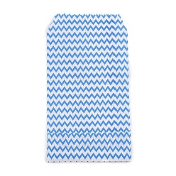 Bleu Bleuet Sacs en papier kraft blanc, pas de poignées, sacs de rangement, motif de vague, sac de cadeau d'anniversaire de fête de mariage, bleuet, 15x8.3x0.02 cm