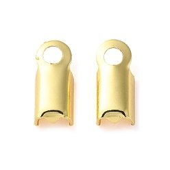 Golden Rack Plating Brass Folding Crimp Ends, Long-Lasting Plated, Lead Free & Cadmium Free, Golden, 9x4x3mm, Hole: 1.8mm, Inner Diameter: 3.2mm