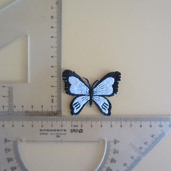 Light Sky Blue Butterfly Shape Computerized Embroidery Cloth Iron on/Sew on Patches, Costume Accessories, Light Sky Blue, 60x70mm