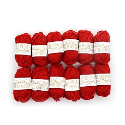 Brique Rouge 12 écheveaux de fil à tricoter en polyester, fil artisanal pour enfants, châle écharpe poupée crochet fournitures, firebrick, 2mm, environ 21.87 yards (20m)/écheveau