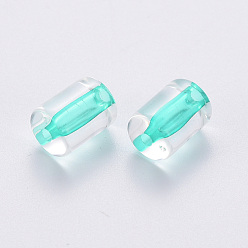 Turquoise Perles acryliques transparentes, colonne, turquoise, 10x7.5mm, Trou: 1.8mm, environ950 pcs / 500 g