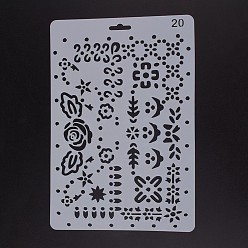 White Plastic Reusable Drawing Painting Stencils Templates, for DIY Scrapbook Wall Fabric Floor Furniture, Rectangle, White, 262x174x0.4mm