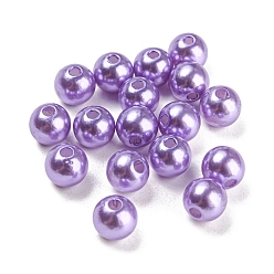 Pourpre Perles acryliques en nacre d'imitation , teint, ronde, pourpre, 8x7.5mm, Trou: 2mm, environ 1900 pcs / livre