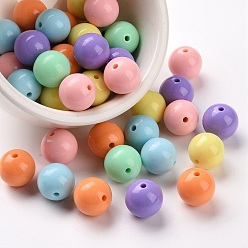 Couleur Mélangete Perles acryliques opaques, ronde, couleur mixte, 20x19mm, Trou: 3mm, environ111 pcs / 500 g