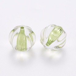 Vert Jaune Perles acryliques transparentes, citrouille, vert jaune, 17.5x16mm, Trou: 1.8mm, environ183 pcs / 500 g