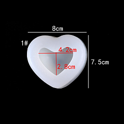 Белый DIY формы сердца украшения пищевые силиконовые формы, формы для литья смолы, для изготовления изделий из уф-смолы и эпоксидной смолы, белые, 80x75x43 мм, внутренний диаметр: 42x28 мм