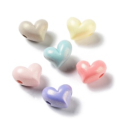 Color mezclado Abalorios de acrílico opacos, perlas de brillo, corazón, color mezclado, 11.5x12x9 mm, agujero: 2 mm, Sobre 950 unidades / 500 g