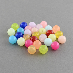 Couleur Mélangete Perles acryliques de gelée d'imitation , ronde, couleur mixte, 12mm, trou: 2 mm, environ 500 pcs / 500 g
