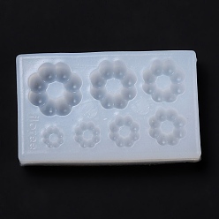 Blanc Pendentifs bricolage moules en silicone, moules à pendentif en résine, pour la résine UV, fabrication de bijoux en résine époxy, fleur, blanc, 45x28x7mm, diamètre intérieur: 5~14 mm