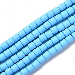 Bleu Ciel Foncé Brins de perles en argile polymère, colonne, bleu profond du ciel, 5~7x6mm, Trou: 1.5~2mm, Environ 61~69 pcs/chapelet, 15.74 pouce
