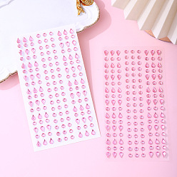 Pearl Pink Acrylic Rhinestone Stickers, Gems Crystal Decorative Decals for Kid's Art Craft, Flat Round & Teardrop, Pearl Pink, 160x90mm