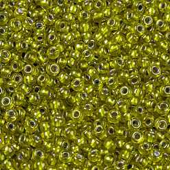 (1013) Silver Lined Peridot Luster Toho perles de rocaille rondes, perles de rocaille japonais, (1013) lustre péridot doublé d'argent, 11/0, 2.2mm, Trou: 0.8mm, environ5555 pcs / 50 g