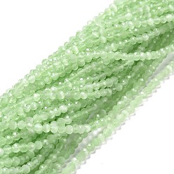 Pale Green Cat Eye Beads Strands, Round, Faceted, Pale Green, 3mm, Hole: 0.2mm, 14.17 inch(36cm), 122pcs/strand