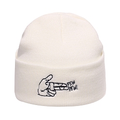 Palm Bonnet à revers en fil de fibre de polyacrylonitrile, bonnet d'hiver en tricot pour femme, blanc, motif de paume, 300x185x18mm
