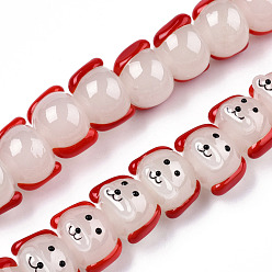 Red Handmade Lampwork Beads Strands, Dog, Red, 11x15.5x16mm, Hole: 2mm, about 40pcs/strand, 17.52 inch(44.5cm)
