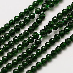 Зеленый Голдстоун Синтетические зеленый авантюрин круглые бусины пряди, 3 мм, отверстие : 0.8 мм, около 126 шт / нитка, 16 дюйм