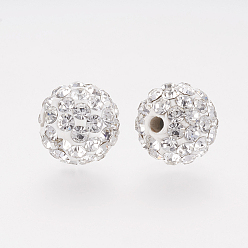 Кристалл Бусины со стразами, полимерная глина , класс А, круглые, pave disco бусины, кристалл, 8x7.5 мм, отверстие : 1 мм