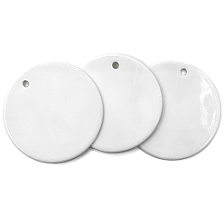 White Porcelain Blank Big Pendants, Flat Round, for Craft Jewelry Making, White, 73mm