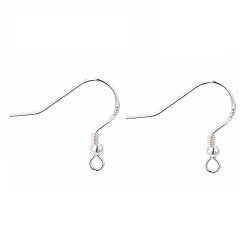 Silver 925 Sterling Silver Earring Hooks, with 925 Stamp, Silver, 18x19x2mm, Hole: 2mm, 22 Gauge, Pin: 0.6mm