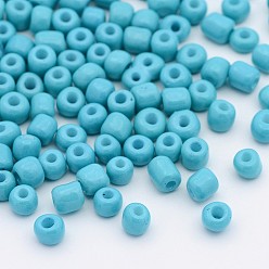 Dark Turquoise Baking Paint Glass Seed Beads, Dark Turquoise, 6/0, 4~5x3~4mm, Hole: 1~2mm, about 500pcs/50g, 50g/bag, 18bags/2pounds