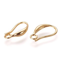 Golden Brass Earring Hooks, with Horizontal Loop, Golden, 15x8.5x2.5mm, Hole: 1.8mm, 20 Gauge, Pin: 0.8mm