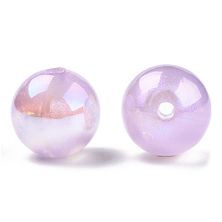 Ciruela Cuentas de perlas de imitación de plástico abs, color de ab chapado, rondo, ciruela, 12 mm, agujero: 1.8 mm