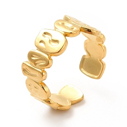 Chapado en Oro Real 18K Chapado de iones (ip) 304 anillo de puño abierto de geometría de acero inoxidable para mujer, real 18 k chapado en oro, tamaño de EE. UU. 6 1/2 (16.9 mm)