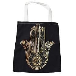 Hamsa Hand Canvas Tote Bags, Reusable Polycotton Canvas Bags, for Shopping, Crafts, Gifts, Hamsa Hand, 59cm