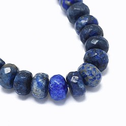Lapis Lazuli Natural Lapis Lazuli Beads Strands, Faceted, Rondelle, 10x6mm, Hole: 0.8mm, about 59~62pcs/strand, 15.3 inch(39cm)