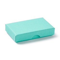 Turquesa Cajas para collares de papel con tapete de esponja, Rectángulo, turquesa, 8x5x1.7 cm, diámetro interior: 7.2x4.3x1 cm
