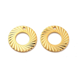 Chapado en Oro Real de 24K 201 colgantes de acero inoxidable, encanto de anillo redondo, real 24 k chapado en oro, 13x0.5 mm, agujero: 1.2 mm