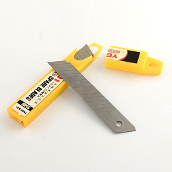 Yellow 60# Stainless Steel Utility Knives Bladee, Yellow, 130x18x0.5mm, 10pcs/box